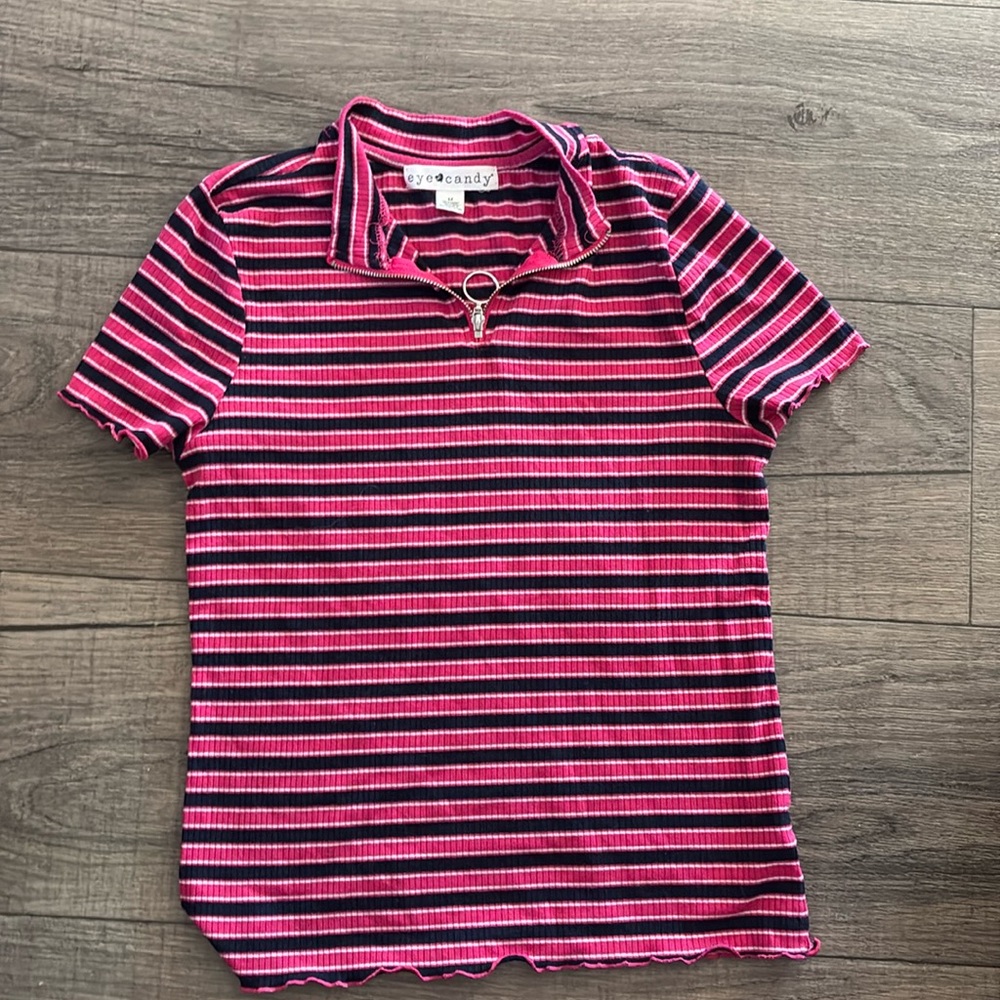 Striped zipper top